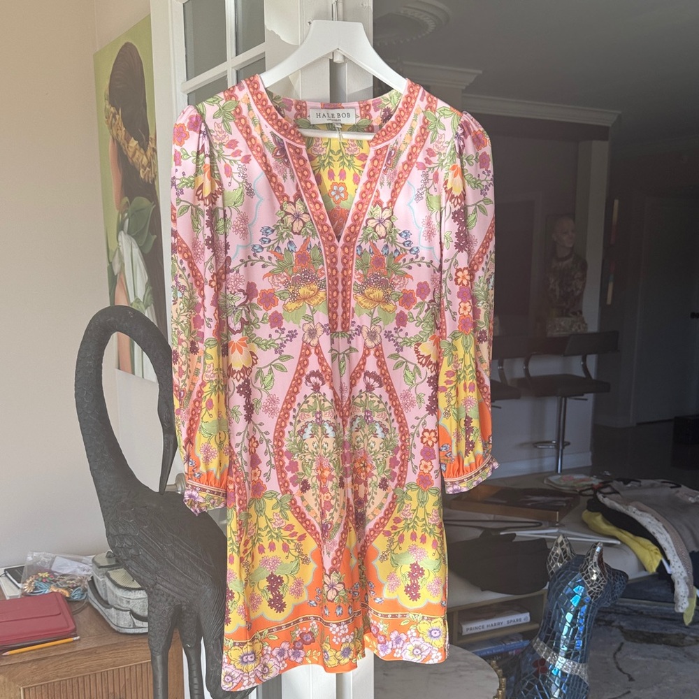 Hale Bob Pink and Yellow Floral Dress